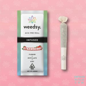 Strawberry 500MG THC Cannabis Flower Mini Pre-Roll by Weedsy